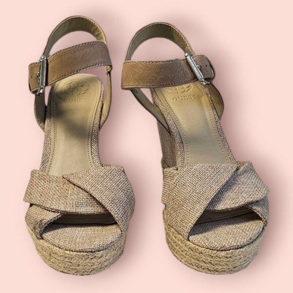 Guess Women Brown Wedge HEELS 7.5 M 5" - Picture 2 of 13